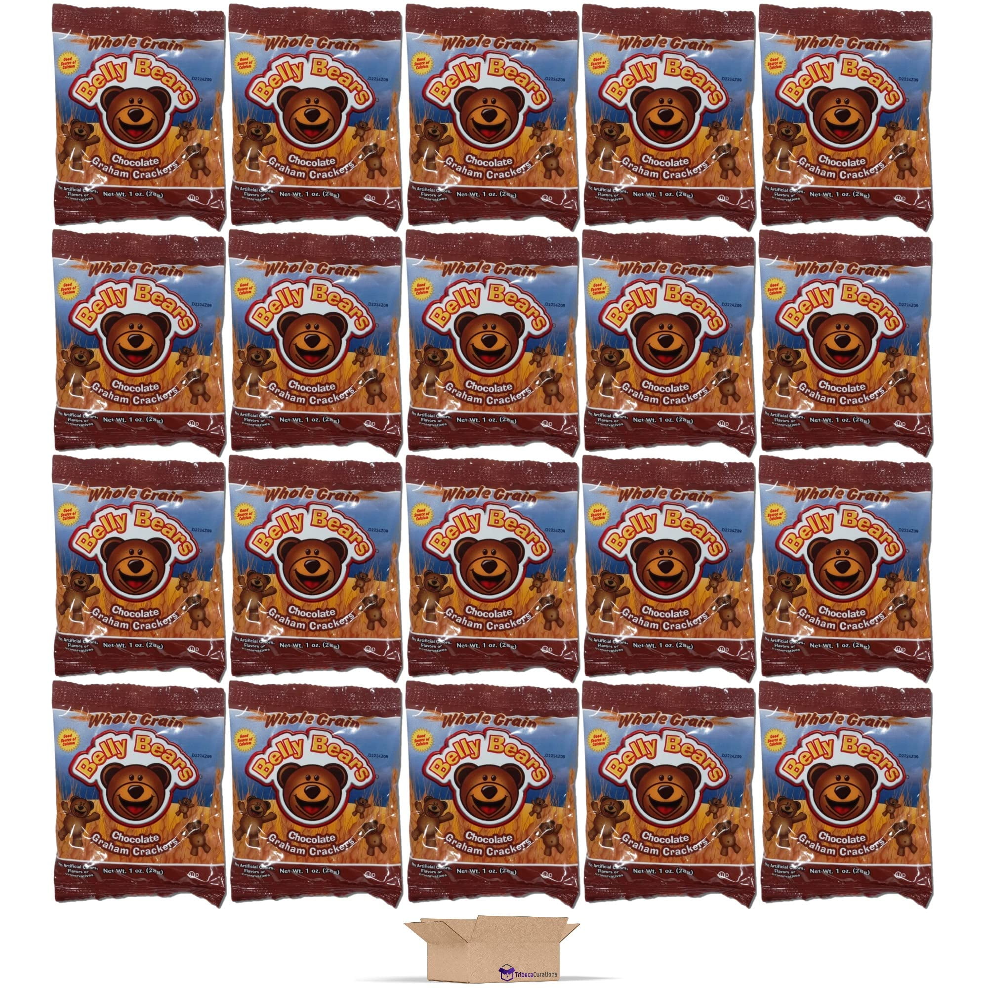 (2 pack) Whole Grain Chocolate Belly Bears School Graham Crackers, 20 Packs