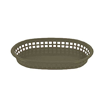 Black Polypropylene Oval Basket Thunder Group PLBK1034K, 10-3/4-Inch Oval Polypropylene Fast Food French Fries Basket, Black Plastic Bread Basket, 12-Piece Pack ()