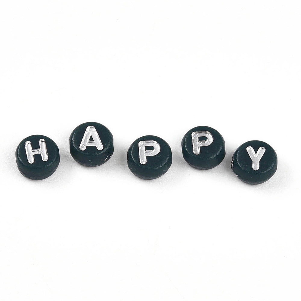 Opaque Acrylic Beads Flat Round with Letter Dark Slate Gray 7x4mm Hole: 1.6mm about 3846pcs/500g