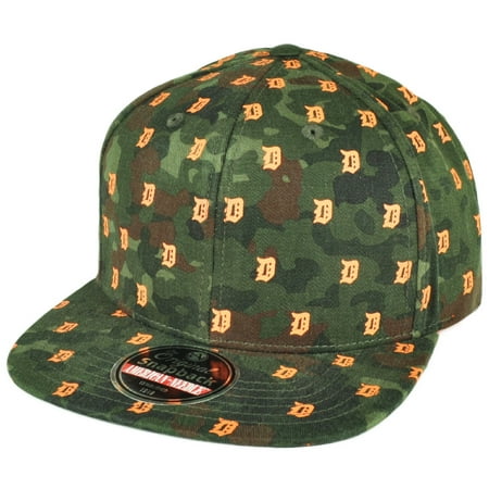 Flat Bill Baseball - MLB American Needle Detroit Tigers Flat Bill Snapback Hat Cap Mini Logos Green