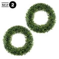 thumbnail image 3 of Pure Garden 19.5-Inch Indoor/Outdoor Artificial Greenery Boxwood Wreath for Frontdoor, Spring/Summer Decor, (Round, Green), 3 of 9