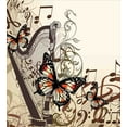 thumbnail image 3 of Butterflies Duvet Cover Set, Harp Ornament and Butterflies Classic Musical Instrument Concert Theme, Decorative 3 Piece Bedding Set with 2 Pillow Shams, Calking Size, Cream Orange Black, by Ambesonne, 3 of 3