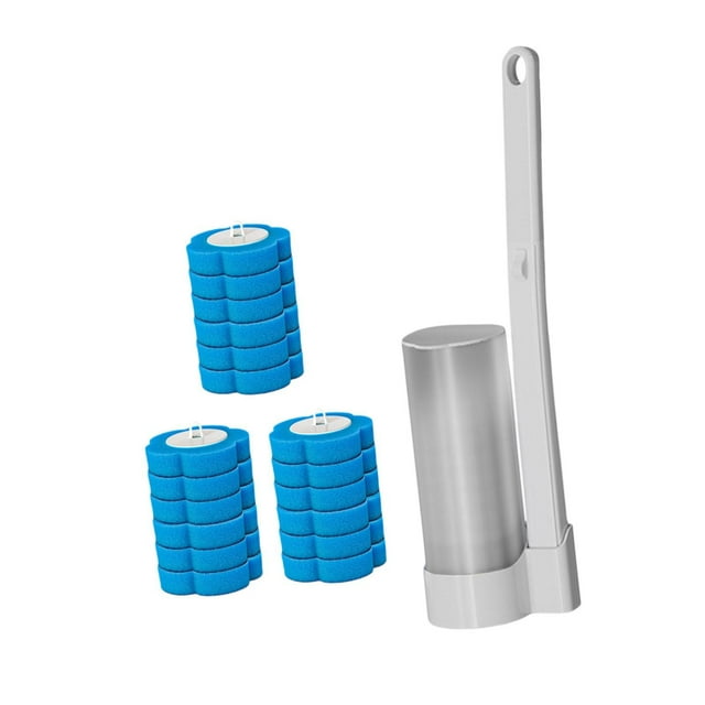 Juego de cepillos de inodoro para pared, kit de varilla para inodoros, mango largo, eficiente y con soporte Blanco