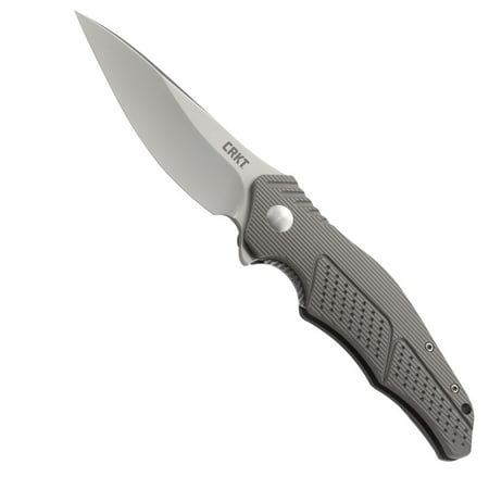 Edge Silver Aluminum Handle Plain CRKT Outrage K320GXP Folding Knife IKBS Pivot Bearing System and 8Cr13MoV Satin Finish Plain Edge Blade with 6061 Aluminum Handle ()