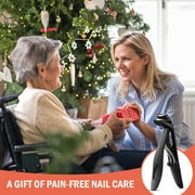 BEZOX Angled Head Nail Clippers for Seniors - Ergonomic Toenail Clipper for Thick Nails, Nail Cutters with Catcher - Black