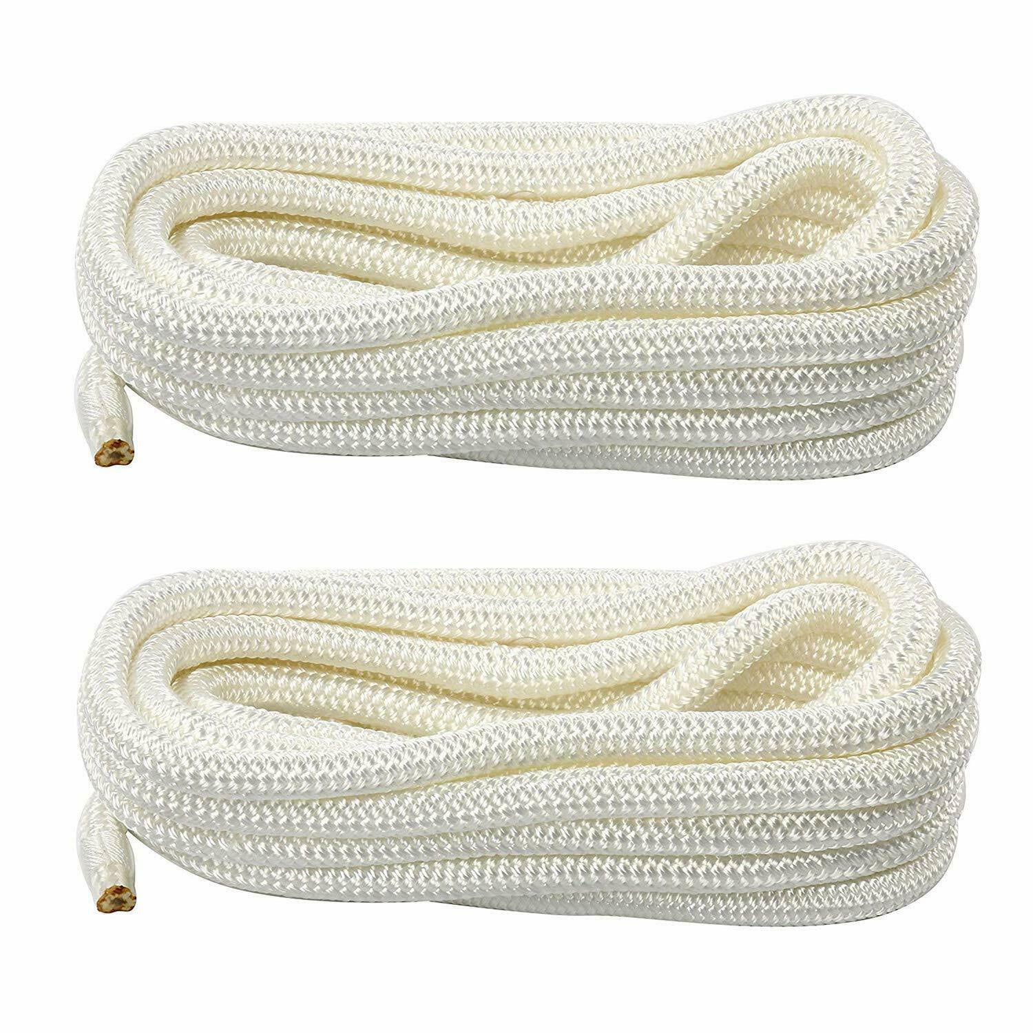 2 Pack of 5/8 Inch x 35 Ft White Double Braid Nylon Mooring and Docking Lines