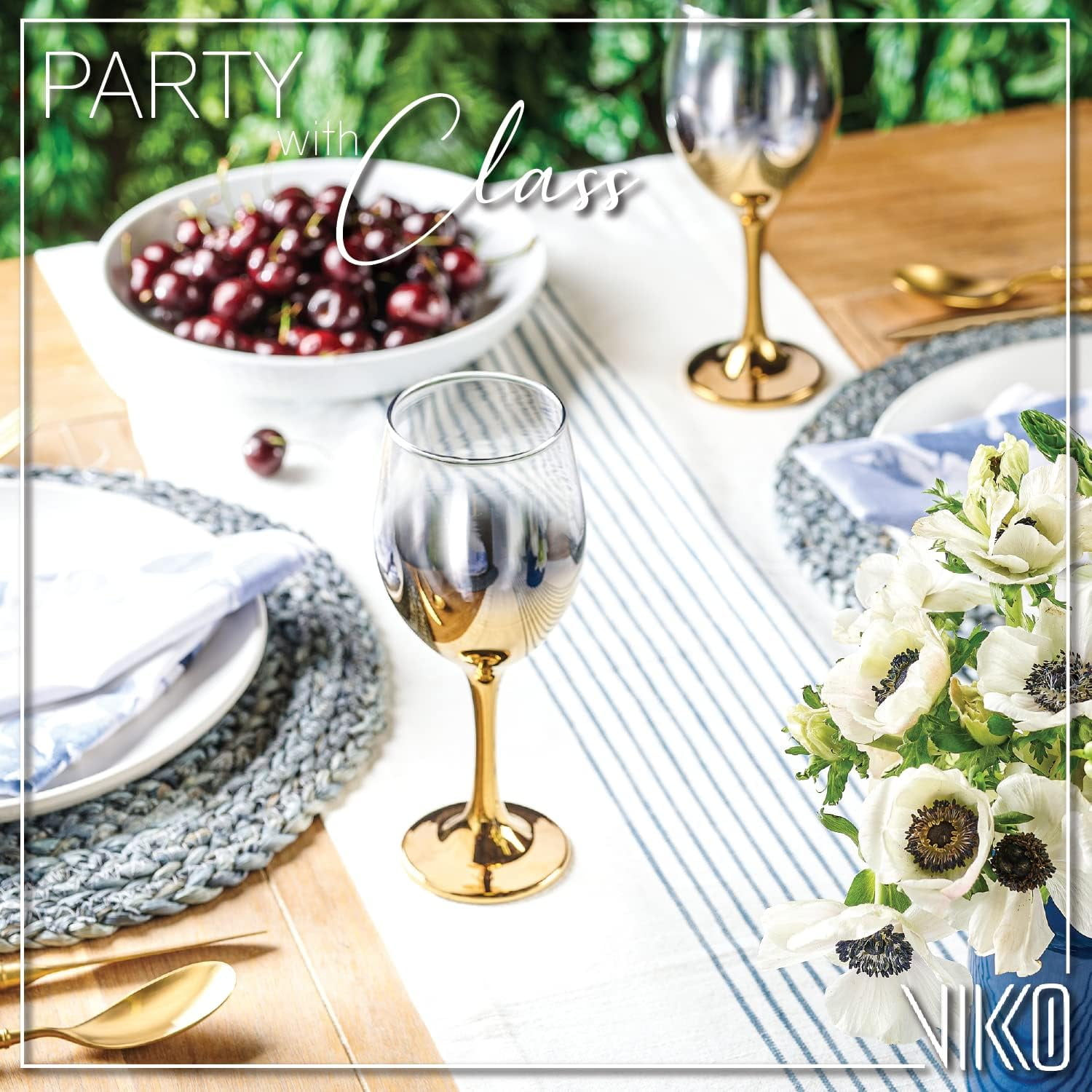 Vikko 11.5 Oz Wine Glasses Decorative Gold Ombre 12-Pc Glassware Set for Red & White Wine