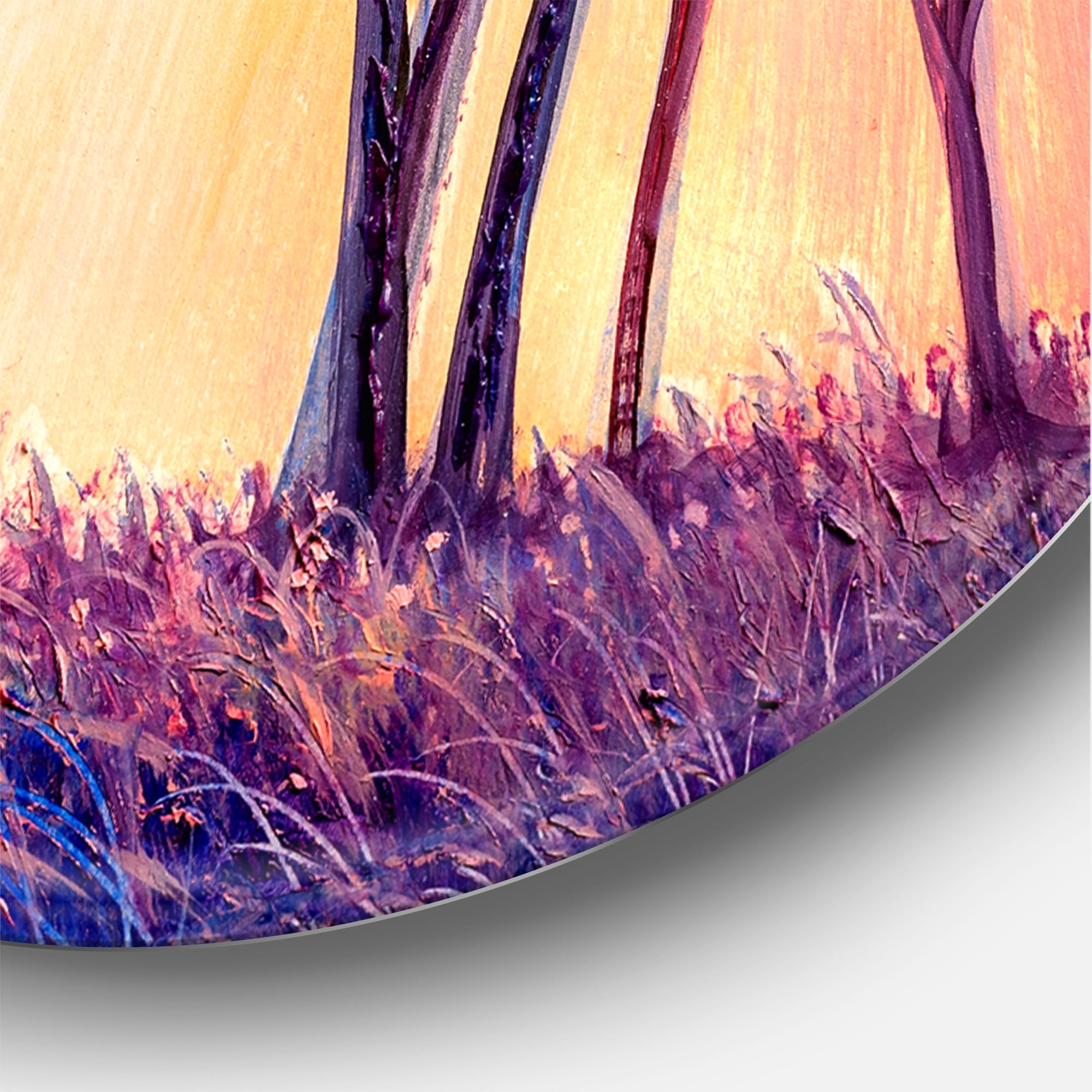 Designart 'Colorful Blue Trees Abstract Forest Landscape' Modern Circle Metal Wall Art 29x29 - Disc of 29