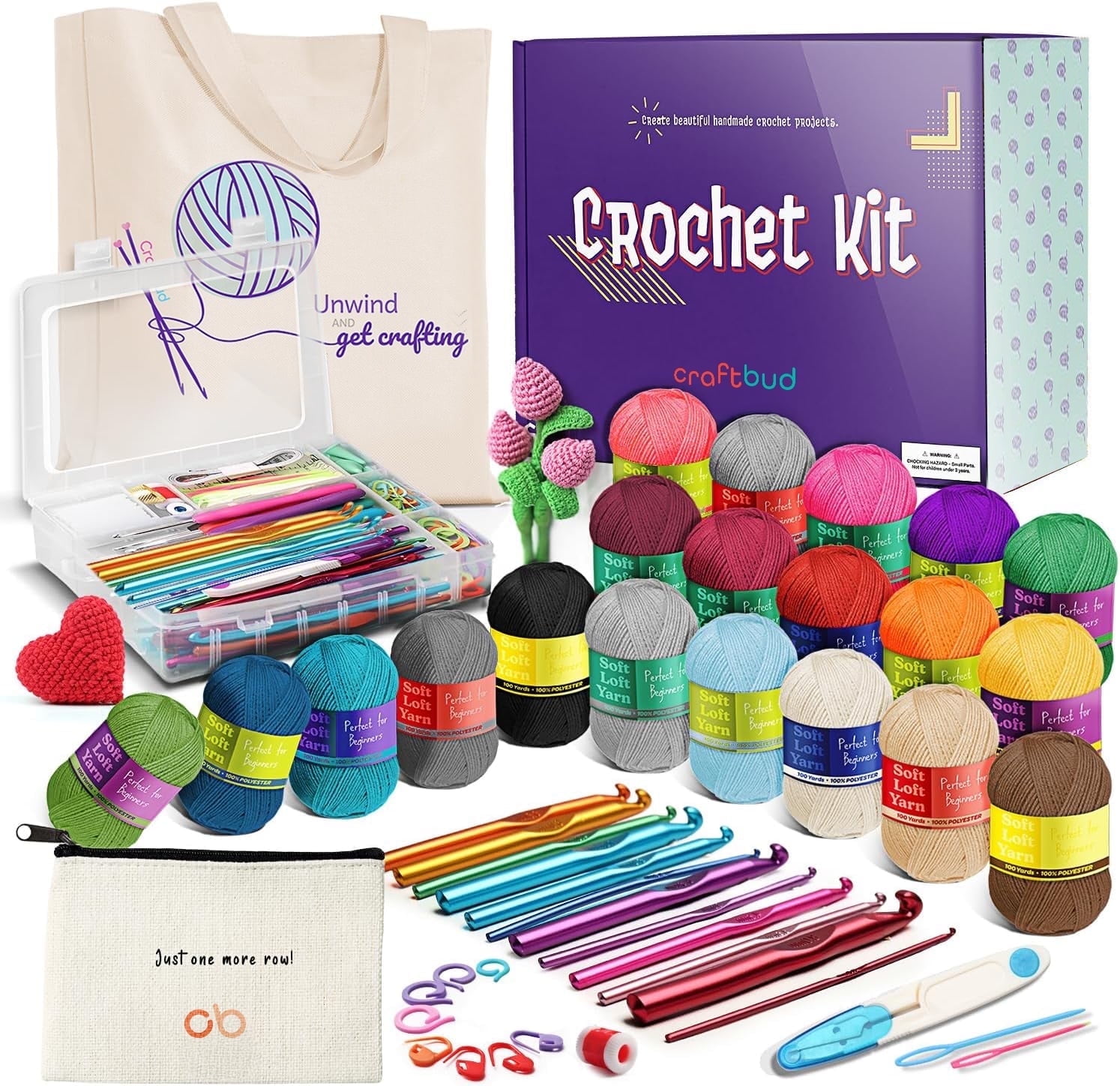 【ゆ】10セット J MARK 51-Piece Acrylic Crochet Kit for Beginners – Yarn, Knitting