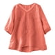 thumbnail image 1 of Camisas de Cuello en V de Manga Corta para las Mujeres Lino Blusas Bordadas Ajuste Suelto Verano Casual Tops de Cuello Redondo, 1 of 5