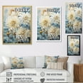 thumbnail image 4 of Designart "Minimalist Painting Of Blooming Mums In Blue And White IV" Mums Floater Framed Wall Art Living Room, 4 of 5