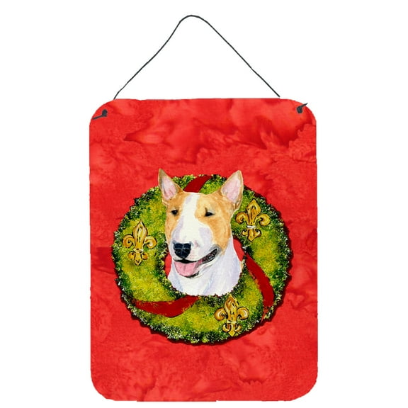 Bull Terrier Cristmas Wreath Wall or Door Hanging Prints