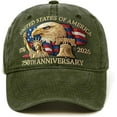 thumbnail image 2 of United States 250th Anniversary Hat, Adjustable Patriotic Embroidered Baseball Cap with Bald Eagle, 2 of 12