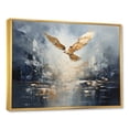 thumbnail image 2 of Designart "Bird Soaring Above the Ocean in Gold I" Animals Framed Wall Art - Traditional Gold Bird Tree Bedroom Framed Canvas Wall Art, 2 of 6