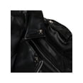 thumbnail image 5 of hirigin Men's PU Leather Jacket, Plain Color Zip-Up Long Sleeve Rivet Lapel Moto Biker Jacket, Cool Slim Buckle Belt Hem Outerwear, 5 of 9