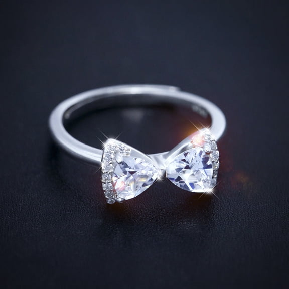 Bow Ring With Copper And Sterling Silver Inlaid Diamond Accent For Women Fashion Jewelry Gift For Her Ever Now