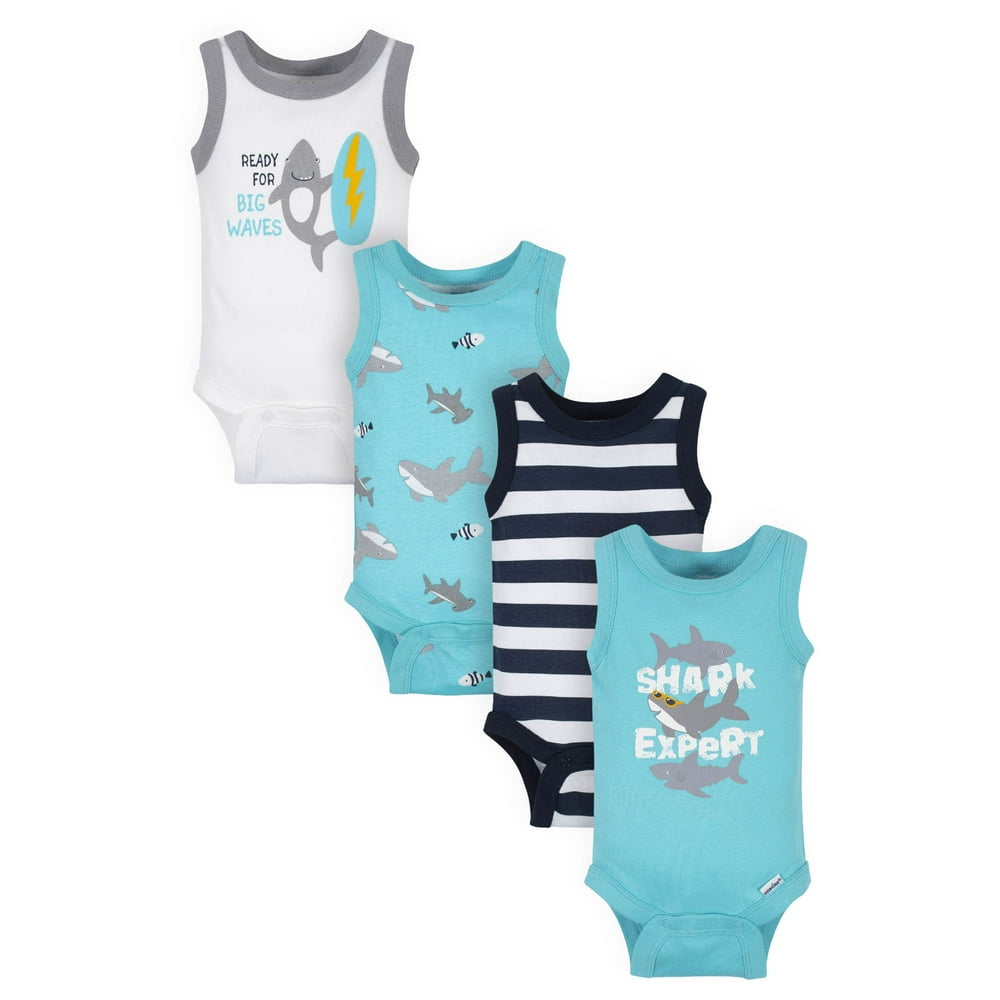 Gerber Gerber Baby Boys Tank Onesies Bodysuits, 4Pack