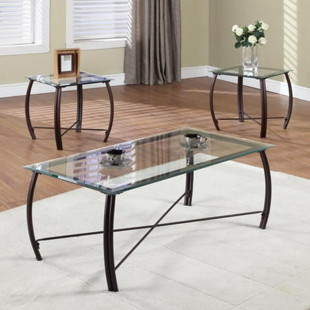 3 Drawer Cocktail Table - K & B Furniture T202 3 Piece Cocktail and End Table Set Copper with Bronze Finish