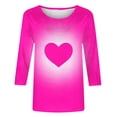 thumbnail image 5 of Busydd Womens Valentines Day Shirt Casual 3/4 Sleeve Heart Graphic Print Valentines Tops Fashion Oversized Round Neck T Shirts Valentines Day Gifts S-5XL, 5 of 5