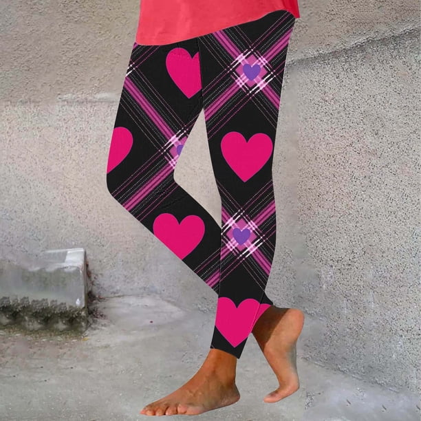 TaTaai Women's Valentine Print Casual Yoga Leggings, Valentine's Day Gift, Daily Home Activewear Leggings Gift