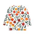 thumbnail image 4 of Ugoldhm Girls Floral Printed Shirts Casual Crewneck 3/4 Sleeve Tops Fall Winter Undershirts, 4 of 5