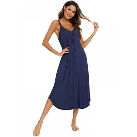 

TOPWONER Womens Sleeveless Long Nightgown Summer Sleep Dress Soft Nightshirt Chemise Sleepwear Lounge Dresses S-XXL