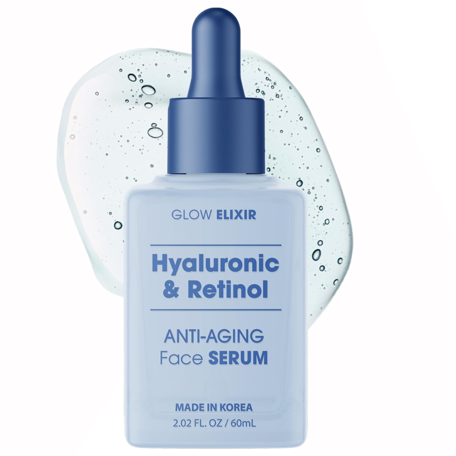 Glow Elixir Retinol Serum for Face with Hyaluronic Acid – Hydrating Anti-Aging Face Serum for Wrinkles Fine Lines & Uneven Skin Tone – Dermatologist Tested Korean Skin Care – Clean Beauty 2.02 Fl Oz