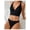 Style 1-Black, variant on Women's Black Ribbed High-Waist Bikini Set - Deep V Neck Cropped Bathing Suit with Adjustable Drawstrings