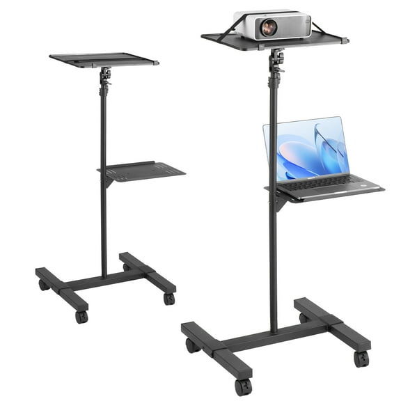 VEVOR Projector Stand with Wheels, Projector Floor Stand Adjustable Height from 22.8 to 57.3 in, Projector Mount with 2 Trays, Ideal for Outdoor Movies, Home, Office, Stage and Studio, Black