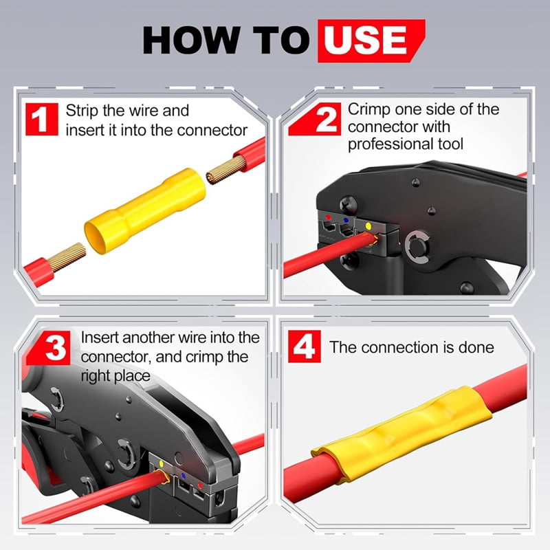 400Pcs Wire Butt Splice Connectors Kit, 22-10 AWG Electrical Crimp Terminal Connector Fully Insulated Wiring