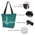 thumbnail image 4 of Salouo ECG Wave for Shoppers Tote for Women Foldable Handbags with Big Capacity Casual One-Shoulder Shopping Bag Hobo Bags Fit for Office/Shopping/Park, 4 of 6