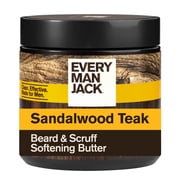 Every Man Jack Sandalwood Teak Hydrating Beard & Scruff Softening Butter for Men, Naturally Derived, 4 oz