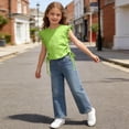 thumbnail image 6 of Fnooota Girls T Shirts, Crew Neck Fashion Summer Flutter Sleeve Kids Tees Green Size 5T, 6 of 6