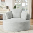 thumbnail image 2 of Muumblus 48.8" Oversized Accent Barrel Chair, Fluffy Round Lazy Sofa Chair for Adults, No Assembly Required, Light Gray Corduroy, 2 of 9