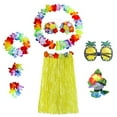 thumbnail image 1 of Conjunto de Disfraces Hawaianos para Hombres y Mujeres Perfecl Falda de Hierba Diadema Pulseras Collar Gafas Amarillo 60cm, 1 of 6