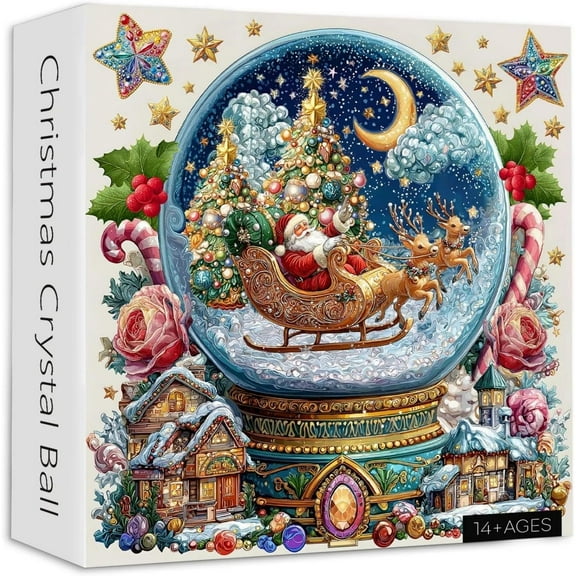 Christmas Crystal Ball Jigsaw Puzzles 1000 Pieces, Family Fun Challenging Jigsaw Puzzles with Letters, Santa Claus Puzzles, Christmas Family Activity Games for Home Decor