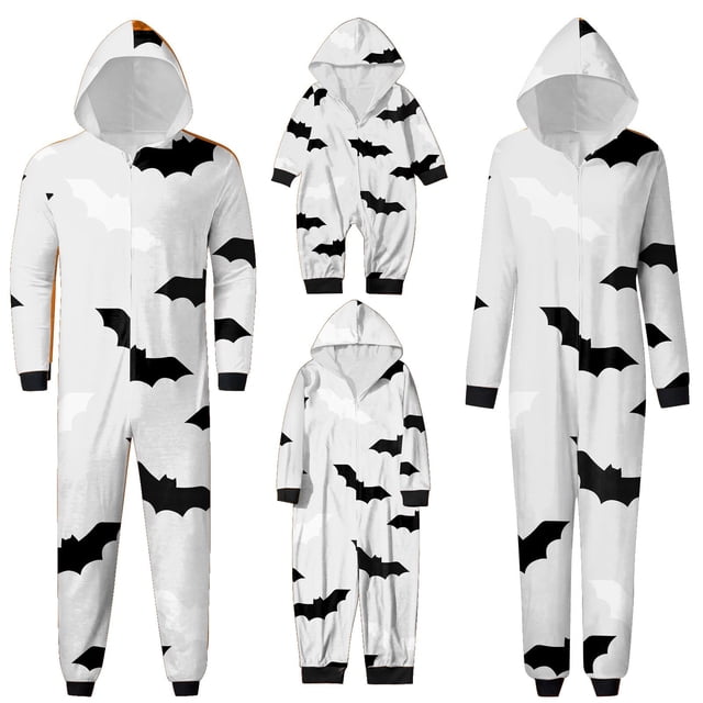 Pyjamas Assortis (Blanc) - Pyjamas Doux Assortis Chauves-Souris Tenues Assorties pour la Famille, Parfaits Vêtements de Nuit pour Toute la Famille