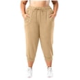thumbnail image 2 of Utoimkio Women's Plus Size Drawstring Elastic High Waist Capri Jogger Pants,Cuffed Ankle Cropped Sweat Joggers with Side Pockets for Workout & Daily Casual Wear, 2 of 6