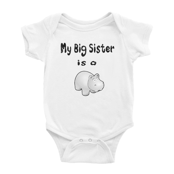 My Big Sister Is A Hippo Cute Baby Clothing Bodysuits Boy Girl