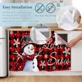 thumbnail image 5 of Red Plaid Christmas Cabinet Curtain 32"Wx55"L,Dustproof Pantry Door Curtain W/ Self Adhesive Tape,Snowflake Snowman Xmas Birds Berry Tall Storage Cover Privacy Drape for Bathroom Kitchen Laundry Room, 5 of 9