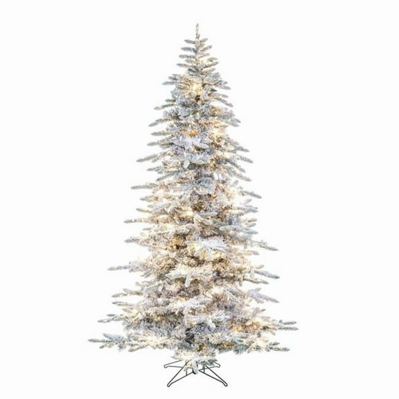 Vickerman A253276LED 7.5 ft. x 54 in. Flocked Winter 49 C7 Plus 750 Warm White Christmas Tree