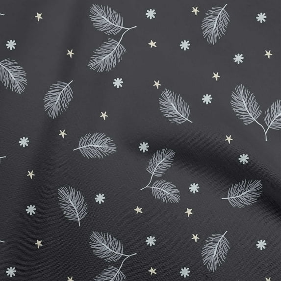 oneOone Polyester Spandex Black Fabric Christmas Feather Dress Material Fabric Print Fabric By The Yard 56 Inch Wide