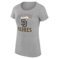 thumbnail image 2 of Women's G-III 4Her by Carl Banks Heather Gray San Diego Padres Super-Slim Fit Lightweight Team Logo Graphic T-Shirt, 2 of 5