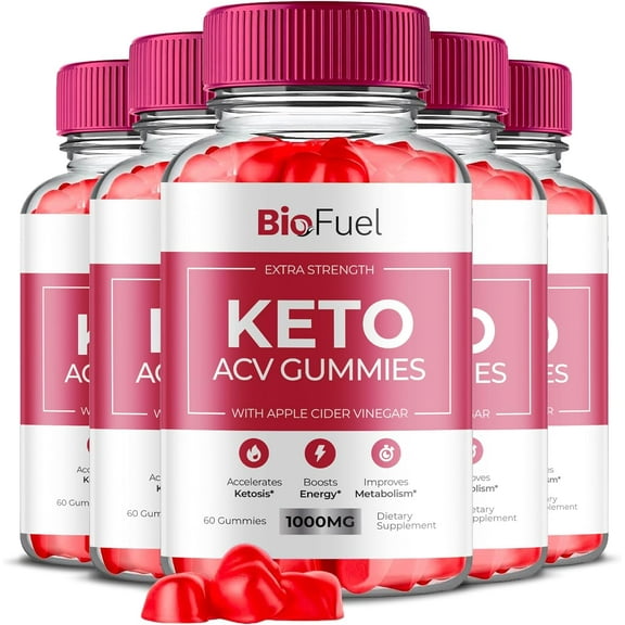 (5 Pack) BioFuel Keto ACV Gummies - Apple Cider Vinegar Supplement for Weight Loss - Energy & Focus Boosting Dietary Supplements for Weight Management & Metabolism - Fat Burn - 300 Gummies