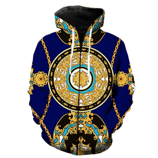 Sudadera con capucha y cremallera de lujo con cadena dorada para hombre, estilo Harajuku, con estampado 3D, gran oferta 2024, camisetas divertidas y geniales para adolescentes, unisex, de gran tamaño.