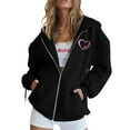 thumbnail image 4 of Hoodies for Women Zip Sweatshirts Women Petite Pullover Sweater Shirts Plain Hoodies Long Womens Shirt Hoodie Pullover Jackets Sheet Metal Neck Top Womens Long Athletic Black M, 4 of 6