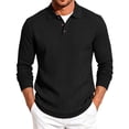 thumbnail image 2 of Bxsruta Men's Long Sleeve Shirt Ribbed Knit Collared Top Button Placket Casual Business Wear, 2 of 7