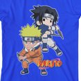 thumbnail image 2 of Naruto Classic Chibi Naruto and Sasuke Fight Stance Youth Royal Blue Tee With Short Sleeves And Crew Neck-Small, 2 of 3