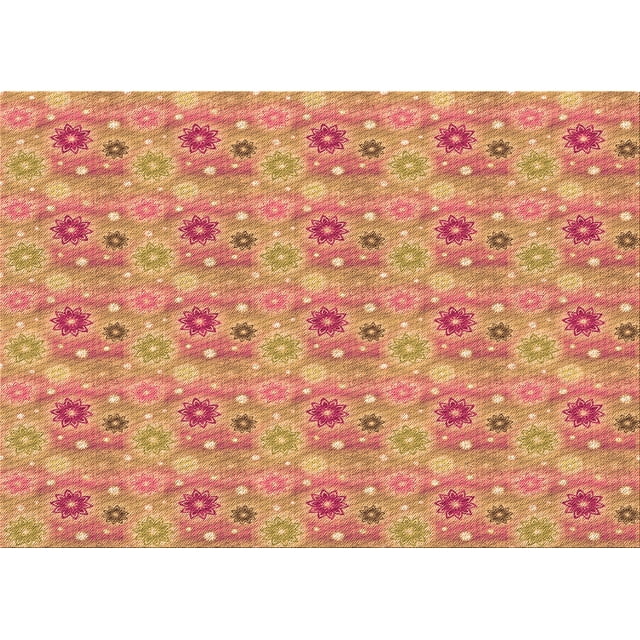 Ahgly Company Machine Washable Indoor Rectangle Transitional Grapefruit Red Area Rugs, 7' x 10'