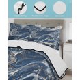 thumbnail image 4 of Retro Navy Blue White Twin XL Size Down Alternative Comforter, Lightweight Comforter Quilt Bedding Set with Pillow Shams Marble Abstract Art All Seasons Bed Comforter Duvet Insert 68"x98", 4 of 7